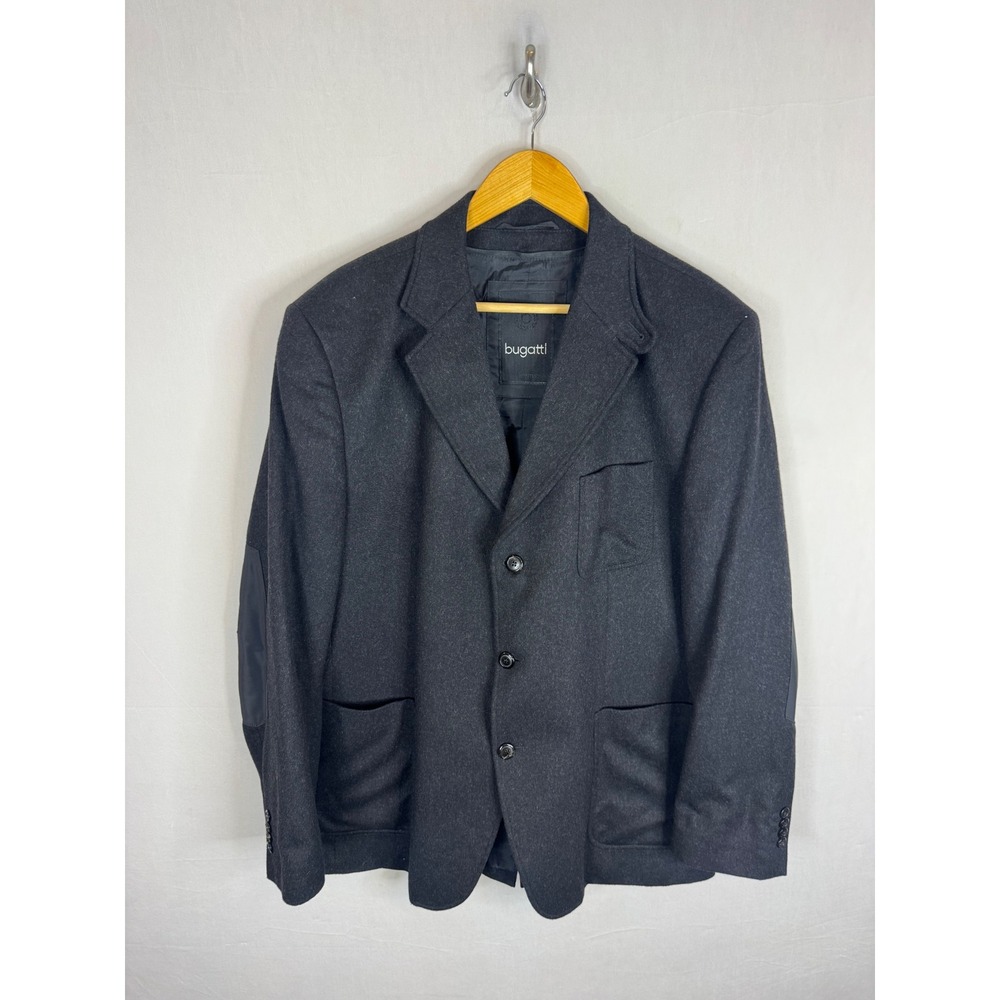 Bugatti Mens Wool Cashmere Blend Blazer Jacket Charcoal Grey Elbow Patches 46R